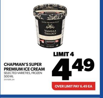 Real Canadian Superstore Chapman's super premium ice cream, 500 ml offer