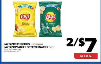Real Canadian Superstore Lay's potato chips, 220/235 g or lay's poppables potato snacks, 130 g offer
