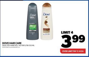 Real Canadian Superstore Dove hair care, 142-198 g/98-355 ml offer