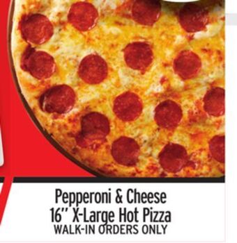 Metro Pepperoni & cheese 16 x- large hot pizza offer