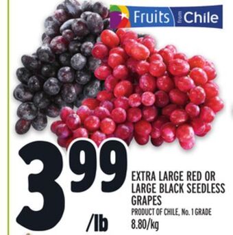 Metro Extra large red or large black seedless grapes offer