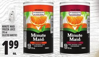 Metro Minute maid frozen juice offer