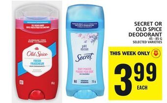 Food Basics Secret or old spice deodorant offer