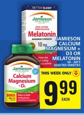 Food Basics Jamieson calcium magnesium + d3 or melatonin offer