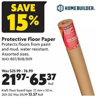 Home Hardware Protective floor paper | kraft floor board tape offer