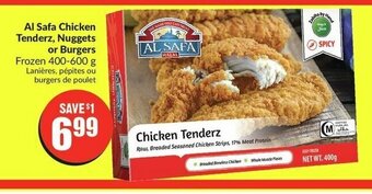 FreshCo Al Safa Chicken Tenderz, Nuggets or Burgers Frozen 400-600 g offer