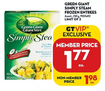 Giant Tiger Green giant simply steam frozen entrees offer