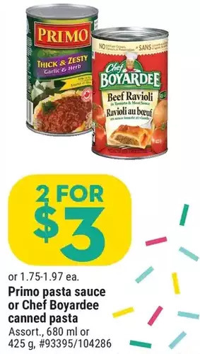 Giant Tiger Primo pasta sauce offer