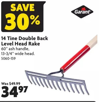Home Hardware 14 tine double back level head rake offer