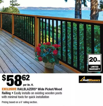 Home Depot Railblazers wide picket/wood railing offer