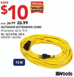 Lowe's Woods outdoor extension cord offer