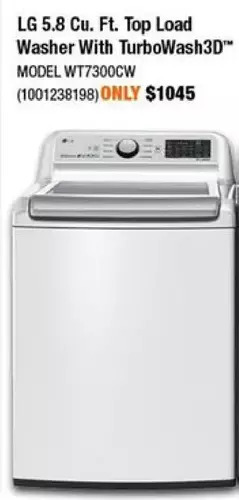 Home Depot Lg 5.8 cu. ft. top load washer with turbowash3d offer