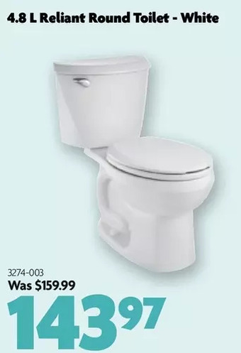 Home Hardware 4.8 l reliant round toilet - white offer