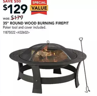 RONA 35 round wood burning firepit offer