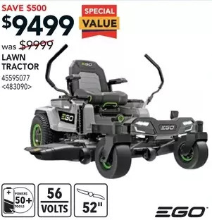 RONA Ego lawn tractor offer
