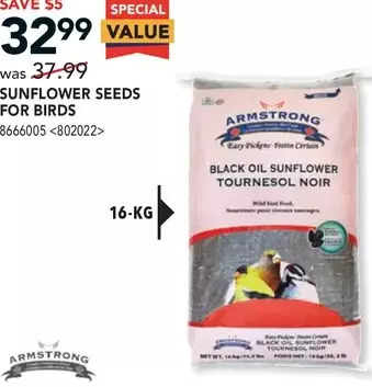 RONA Armstrong sunflower seeds for birds offer