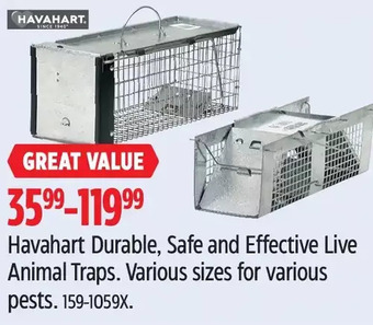 Canadian Tire Havahart durable, safe and effective live animal traps offer