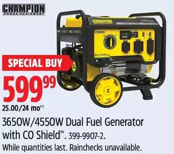 Canadian Tire Champion 3650w/4550w dual fuel generator offer