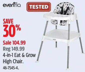 Canadian Tire Evenflo 4-in-1 eat & grow high chair offer