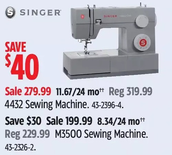 Canadian Tire Singer 4432 sewing machine | m3500 sewing machine offer