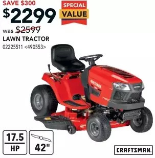 RONA Craftsman lawn tractor offer
