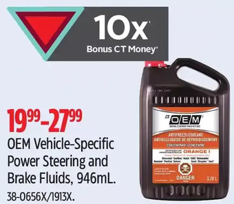 Canadian Tire Oem vehicle-specific power steering and brake fluids offer
