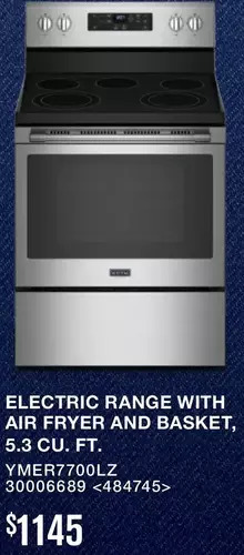RONA Maytag electric range with air fryer and basket, 5.3 cu. ft. offer