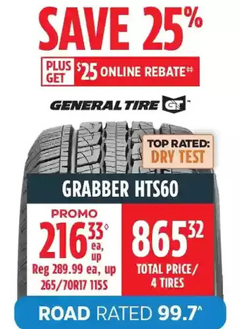 Canadian Tire General tire graber hts60 offer