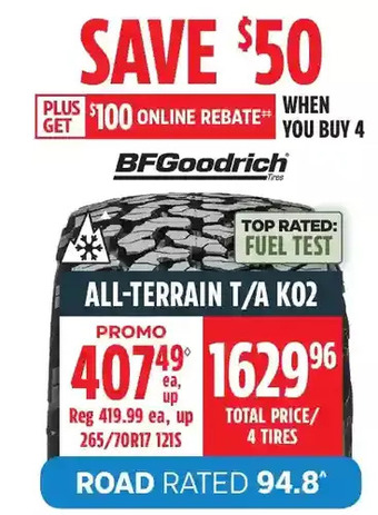 Canadian Tire Bfgoodrich all-terrain t/a k02 offer