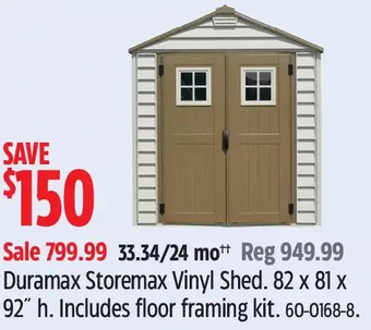 Canadian Tire Duramax store max vinyl shed offer