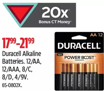 Canadian Tire Duracell alkaline batteries offer