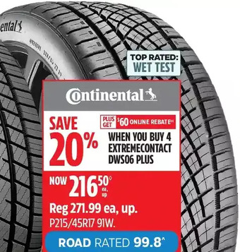 Canadian Tire Continental extremecontact dws06 plus tires offer