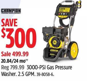 Canadian Tire Champion 3000-psi gas pressure washer offer