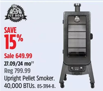 Canadian Tire Pit boss upright pellet smoker offer