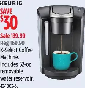 Canadian Tire Keurig k-select coffee machine offer