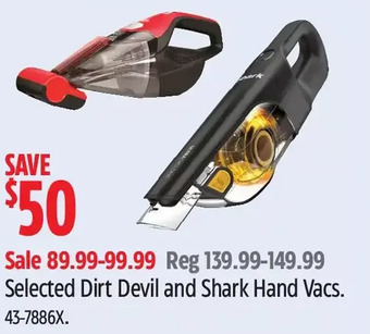 Canadian Tire Dirt devil and shark hand vacs offer