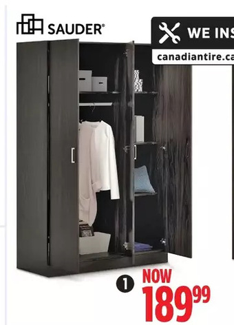 Canadian Tire Sauder 3-door wardrobe offer