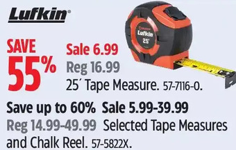 Canadian Tire Lufkin 25' tape measure | tape measures and chalk reel offer