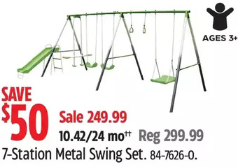 Canadian Tire 7-station metal swing set offer