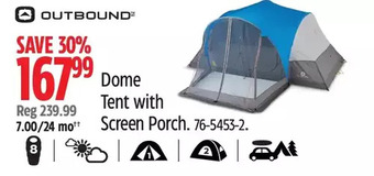 Canadian Tire Outbound dome tent with screen porch offer