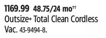 Canadian Tire Outsize+ total clean cordless vac offer