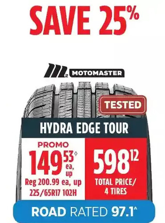 Canadian Tire Motomaster hydra edge tour offer
