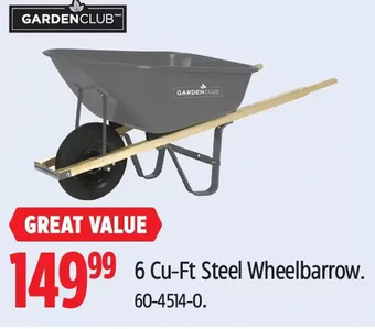 Canadian Tire Garden club 6 cu-ft steel wheelbarrow offer