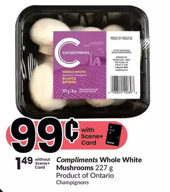 FreshCo Compliments whole white mushrooms offer