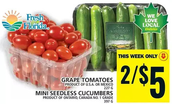 Food Basics Grape tomatoes | mini seedless cucumbers offer