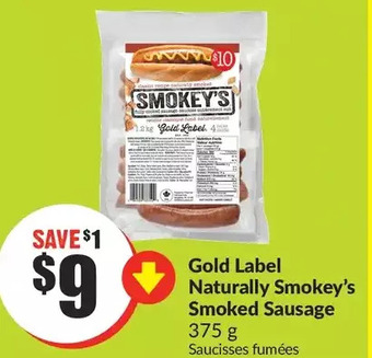 FreshCo Gold label naturally smokey's smoked sausage offer