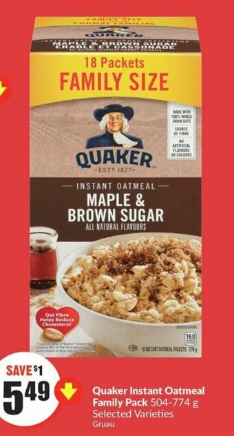 FreshCo Quaker Instant Oatmeal Family Pack 504-774 g offer