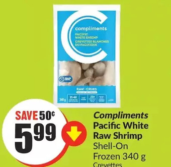 FreshCo Compliments pacific white raw shrimp offer