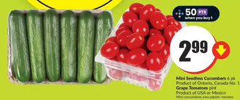 FreshCo Mini seedless cucumbers, grape tomatoes offer