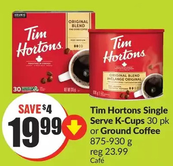 FreshCo Tim hortons single serve k-cups or ground coffee offer